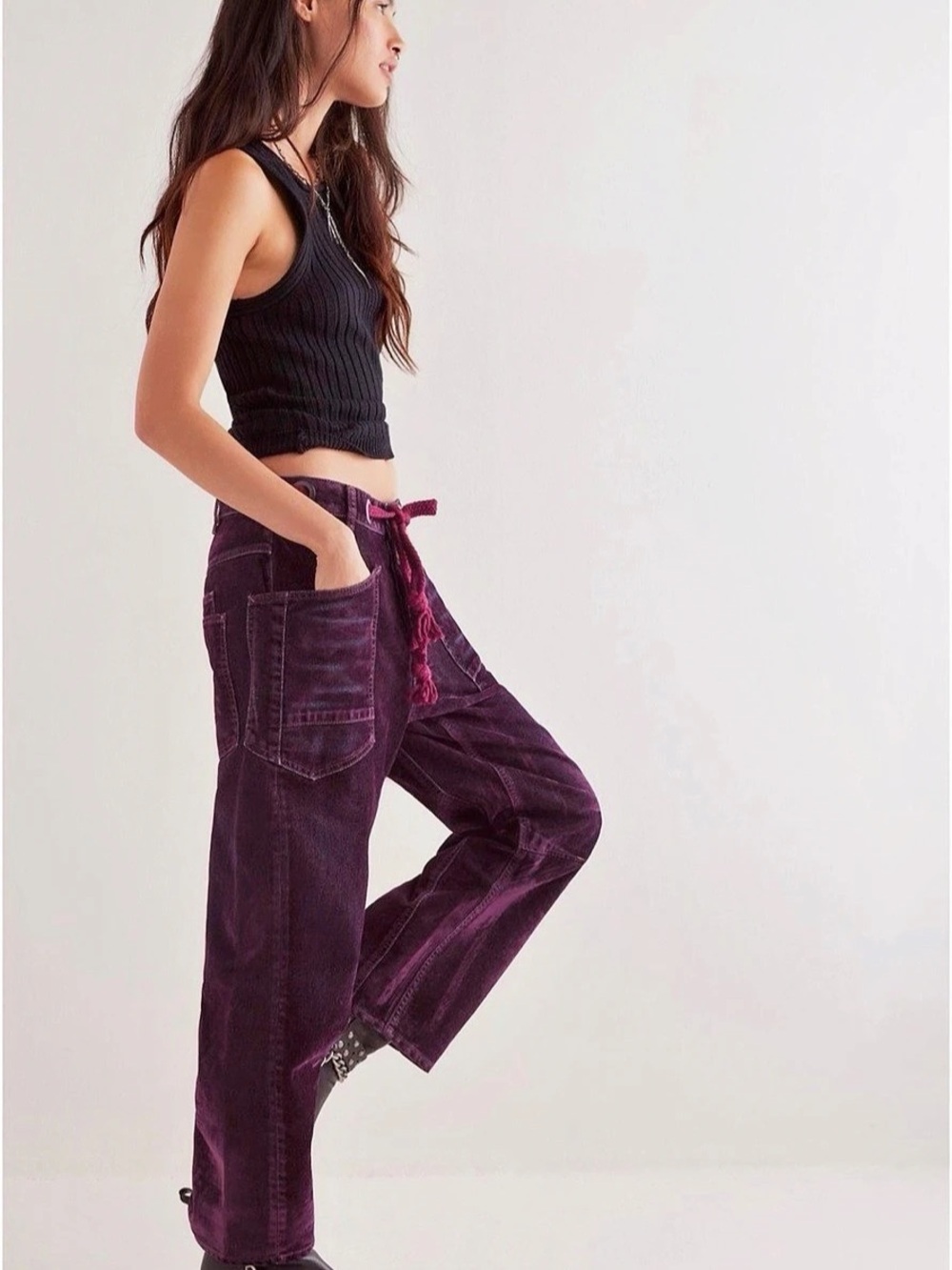 Free People We The Free Moxie Flocked Pull on pants 25